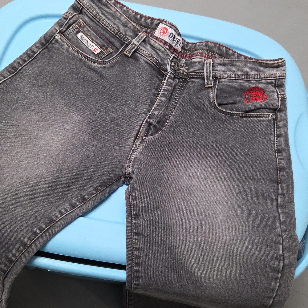 Diesel Gray Jeans with Brown Stitching